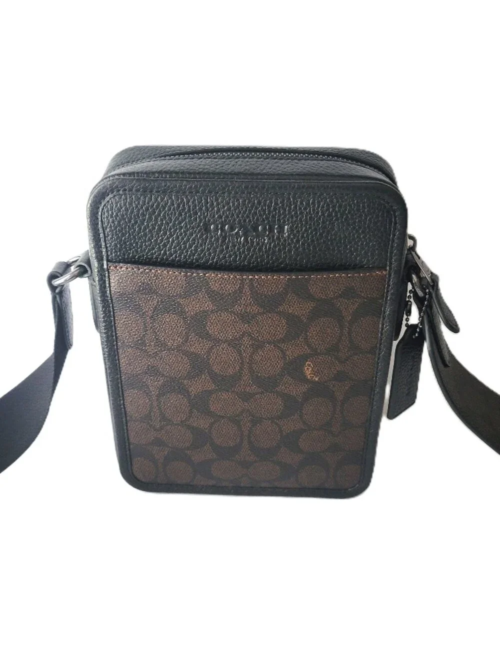 Coach CAT78 Sullivan Crossbody Signature Coated Canvas Leather Bag Walnut Black